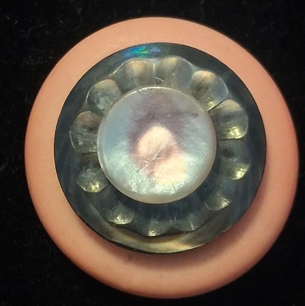 Vintage Pink Button Style Brooch